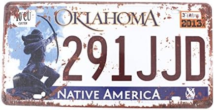 6x12 Inches Vintage Feel Rustic Home,bathroom and Bar Wall Decor Car Vehicle License Plate Souvenir Metal Tin Sign Plaque (OKLAHOMA 291JJD)