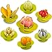 Apple Corer and Divider, GIPTIME 4-in-1 Mango Slicer Tomato Cutter with Common Base, Kitchen Fruit Corer Slicer Cutter with 8 Fruit Forks for Apple, Mango, Orange, Gift for Mother and Wife
