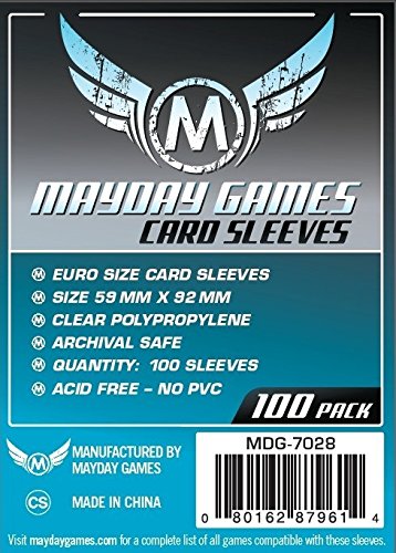 Euro Game Card Sleeves - 400 Sleeves Total (100 Soft Sleeves/Pack - 59 MM X 92 MM) Mayday Games Brand