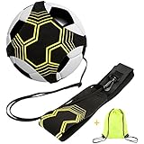 Soccer/Volleyball/Rugby Trainer, Football Kick Throw Solo Practice Training Aid Control Skills Adjustable Waist Belt for Kids Adults (Black)