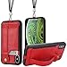 TOOVREN iPhone X/Xs Wallet Case Phone Lanyard Neck Strap iPhone Xs / 10 Protective Case Cover with Stand Leather PU Card Holder Adjustable Detachable iPhone Lanyard for Anti-Theft and Activity Red