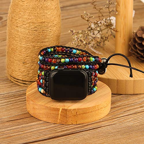 PLTGOOD Wraps Beads Bracelet Watch Strap Compatible with Apple