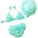 Bywen Girls Swimwear Bikini with Hat Set of 3