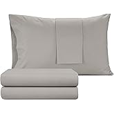 Izod 100% Egyptian Cotton Sheets Set Queen Size, Cotton Percale Crisp Sheet Set 4Pc, Lightweight & Deep Pocket fits Upto 17", LongStaple Soft Combed,Hotel Style Luxury Bedding Sheet - Sterling Silver