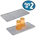 mDesign Silicone Dish Drying Mat - Protector for Kitchen Countertop, Sink - Ribbed Design, Raised Edges, Non-Slip, Waterproof, Heat Resistant, Dishwasher Safe, Small, Linelle Collection, 2 Pack - Gray