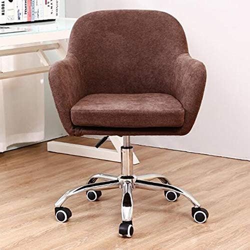 Chairs CJC Desk, Adjustable Height 360-degree Swivel Linen Fabric With Chrome Base Computer Home Office (Color : Brown)