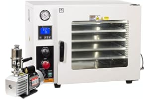 Across International 5-Sided 1.9 Cu Ft Vacuum Oven w/All St. St. Tubing/Valves, Oil-Filled Gauge, LED Light & 7 cfm Compact Vacuum Pump
