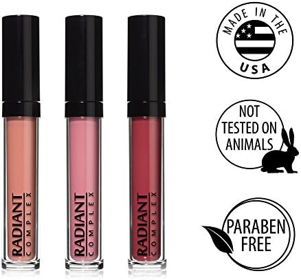 Matte Liquid Lipstick Set, Moisturizing and Long Lasting, 3 Pack Set: Nude, Pink and Red, Made in the USA