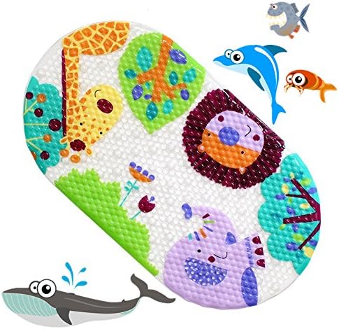 Non Slip Baby Bath Mats with Suction Cups Mildew Resistant Non Slip Baby Shower Mats for Children Lion