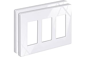BESTTEN 2 Pack 3-Gang Screwless Decorator Wall Plate, Decorative Outlet Cover, Decor Switch Plate, USWP6 Snow White Series, H4.69” x W6.54”, Polycabonate Thermoplastic