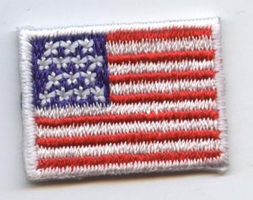 Mini American Flag 1" Iron on Embroidered Applique Patch