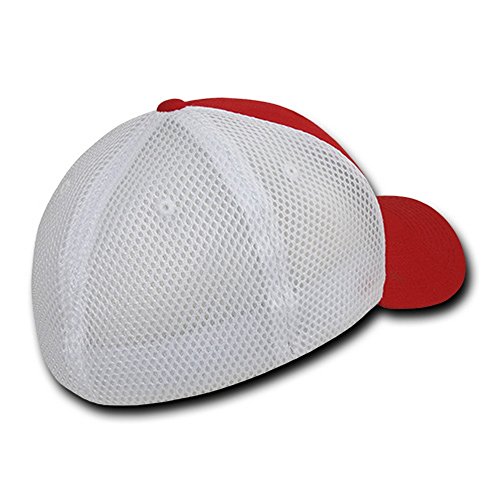 USA Flag Embroidered Aero Foam Mesh Flex Fitting Cap (One Size, Red)