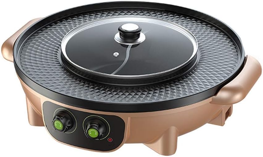 ZLSANVD Electric Induction Hot Pot Cooker, 2 in 1 Stainless Steel BBQ & Hot Pot Frying Cook Grill Kitchen Pan Multi Cooker Rice Cooktop Soup Maker