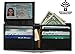 Mens Leather Extra Capacity RFID Blocking 2 Fold Wallet Two Cash Pockets Attached Flip ID Window And Gift Box (Black)