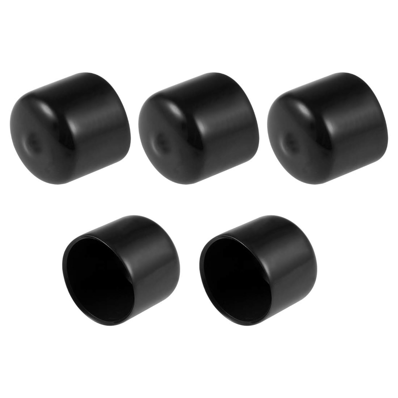 TA-VIGOR 5Pcs Rubber End Caps, 25mm ID Round Flexible Screw End Caps Thread Protectors, Black Vinyl Bolt Covers Rubber Covers for Screws, Tubes, Cables, Wires, etc