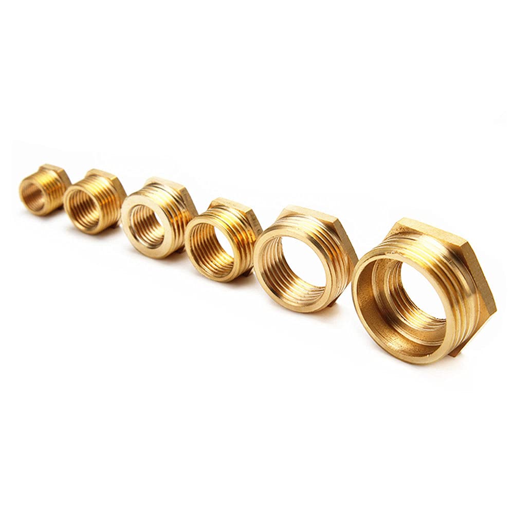 3/4" Male to 1/4" Female BSP Fittings Adapter Hex Coupling Connector Brass Plumbing Joints and Connections for Garden Water Pipes Conversion