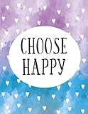 Choose happy :Gratitude quote journal, 110 unlined pages,8.5x11 in,Purple blue heart: Quote journal by