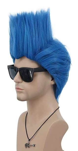 Amazon Com Vgbeaty Men Adult Short Straight Blue Wig Helloween