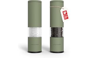 LARS NYSØM Salt and Pepper Grinder Set Manual, Stainless Steel Salt and Pepper Mills with Adjustable Ceramic Grinder I Design Spice Shakers (Sage Green)