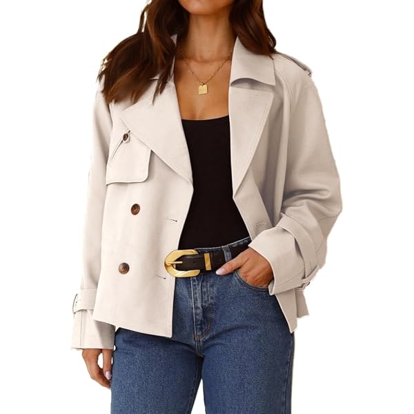 Amazon.com: JYHBHMZG Belt Short Trench Coat Women Long Sleeves