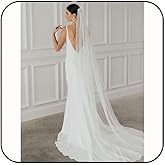 Latious 1 Tier Bride Wedding Veil White Long Cathedral Bridal Tulle with Comb for Women