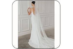 Latious 1 Tier Bride Wedding Veil White Long Cathedral Bridal Tulle with Comb for Women