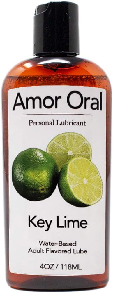Amor Oral Key Lime Flavored Lube, Edible and Body Safe, Water-Based Personal Lubricant 4 Ounce Key Lime