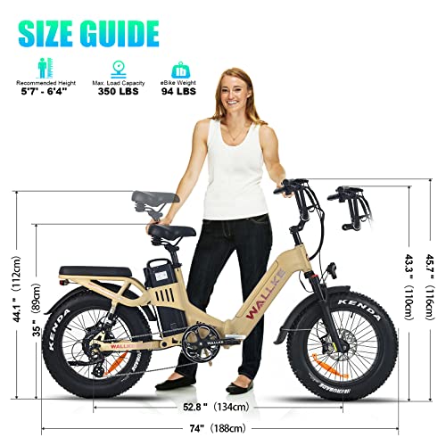Wallke H6 Electric Bike Adults Folding 20" x 4.0 Fat Tire 35AH Dual Battery StepThru Ebike 750W