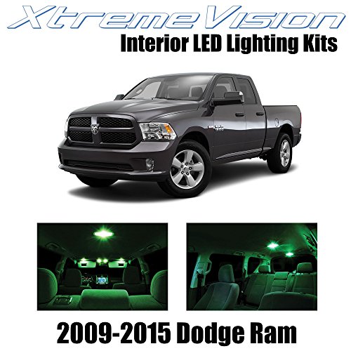XtremeVision Dodge Ram 2009-2015 (6 Pieces) Green Premium Interior LED Kit Package + Installation Tool