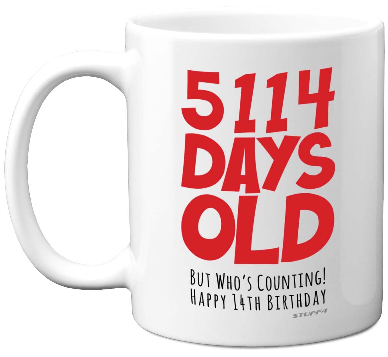 14th Birthday Mug Gift for Boys Girls Him Her - 5114 Days Old - Funny Teenager Fourteen Fourteenth Happy Birthday Present for Brother Sister Son Daughter Cousin, 11oz Ceramic Dishwasher Safe Mugs