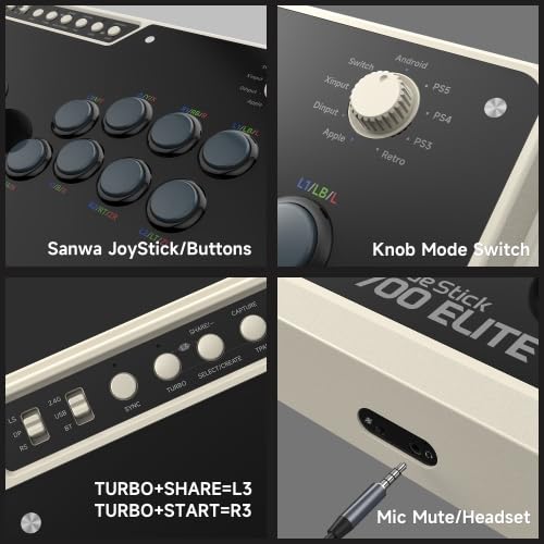 MAYFLASH Arcade Stick F700 Elite with Sanwa buttons and joystick for PS5, PS4, Switch/Switch 2, Windows, Apple, Android and more. Fighting Stick Support Wireless Bluetooth, 2.4G and Wired Connection
