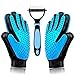 Best Gentle Pet Grooming Gloves Brush Nail Clippers Set - Dog Brushes for Shedding - Short & Long Hair Remover for Pet Fur - Dematting Comb for Dogs, Cats, Horses (Blue)