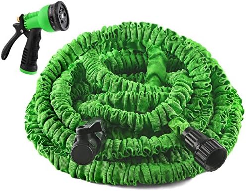 Gardees Tm 50 Feet-Garden Hose + 8 Function Spray Nozzle and Shut-off Valve, Green