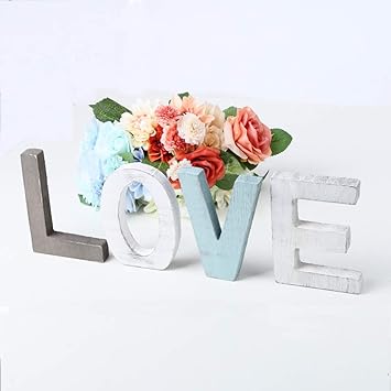 Patgoal Love Freestanding Decorative Wooden Letters Sign Rustic