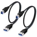 Besgoods 2-Pack 1.5ft/50cm Braided USB 3.0 Cable - A-Male to B-Male Short Cable - Black