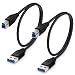 Besgoods 2-Pack 1.5ft/50cm Braided USB 3.0 Cable - A-Male to B-Male Short Cable - Black