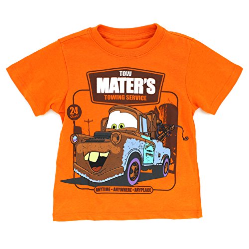 Disney Cars Toddler Short Sleeve Tee (4T, Orange Tow Mater Towing)