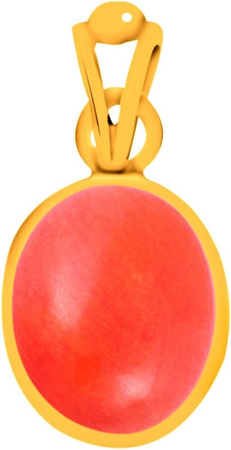 Certified Coral Moonga 3 Carat or 3.25ratti Panchdhatu Alloy Gold Plating Astrological Pendant for Men & Women