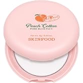 SKINFOOD Peach Cotton Pore Blur Pact - Sebum Control Pack with Silky Texture - Long Lasting Makeup Fixing - Pore Primer with Mineral Powder for Oily Skin - Stocking Stuffers - Pore Quick Minimizer