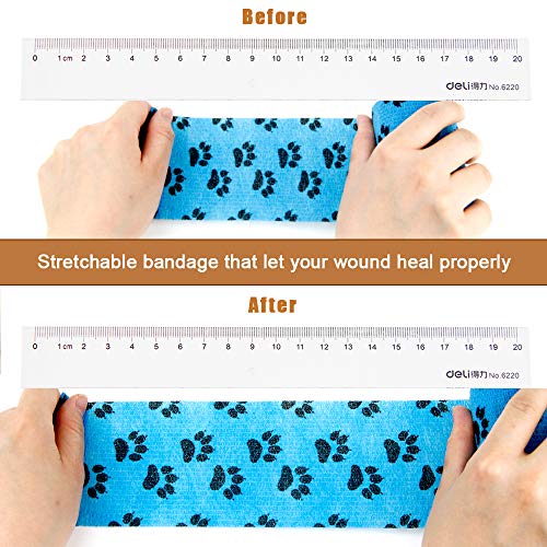MUEUSS Self Adhesive Bandage First Aid Tape Strong Elastic Blue Claw Wraps for Pets Animals & Ankle Sprains & Medical Support, 3 Inches x 5 Yards, 6 Rolls - Thumbnail 4