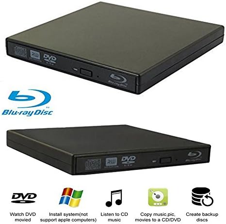 External Blu-ray Drives,Ploveyy USB 2.0 Slim Slot in External 6X Blu-Ray Combo BD ROM Reader CD DVD RW Drive for Apple Mac PC Laptop Desktop Portable