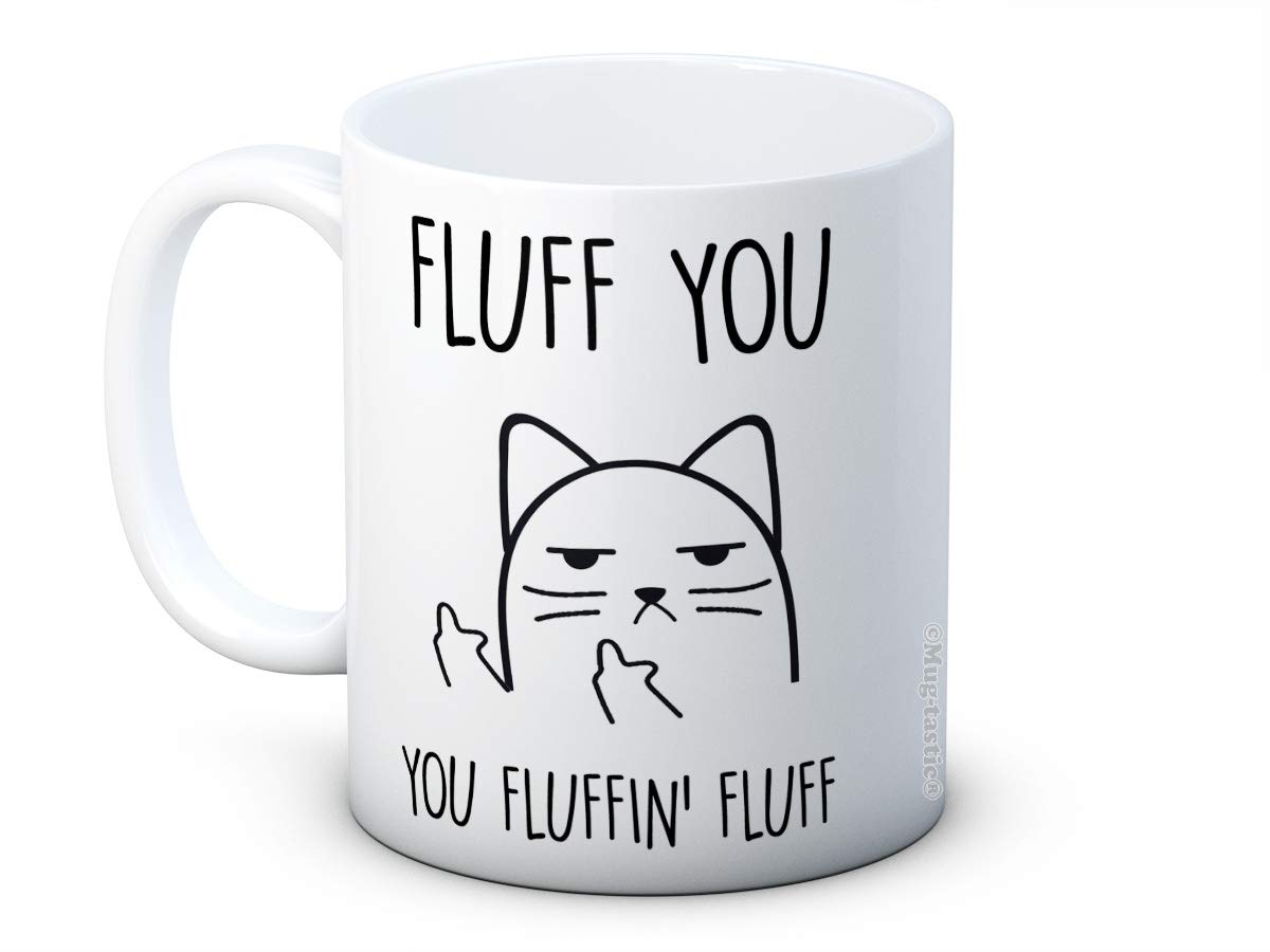 Fluff You, You Fluffin' Fluff - Rude Cat Funny Ceramic Coffee Mug