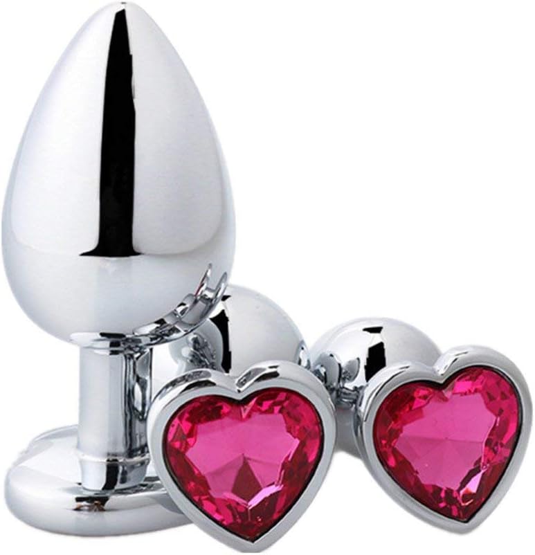 Set of 3 T-bar Base - Metal Alloy Toys - Jeweled Stimulator for Men and Women - 3 pcs Beginners Anales Set - Best Idea for Gift - Purple Gem