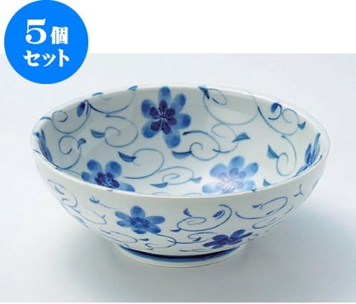 Five set ball flower arabesque noodle bowl [21.6 x 8cm] for Japanese instruments Liquor restaurant inn business