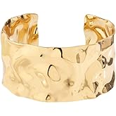 Gold Silver Plated Chunky Cuff Bracelets for Women Vintage Irregular Wide Bangle Bracelet Arm Cuff Thick Hammered Statement Bracelet Jewelry