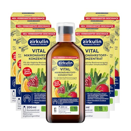 Zirkulin Vital Mikronährstoffkonzentrat (6x200ml) – 120 Tage Reichweite - 66 Vitalstoffe aus Obst, Gemüse & Kräutern - Wertvolle Polyphenole – Vitamin