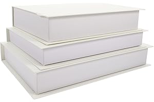 GLSTOY 3pcs Faux Books for Bookshelf Decor, Solid Paper Blank Decorative Books Set in Light Beige, Vintage