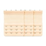 FILLIXAR Women Ladies Soft Comfortable Elastic Bra Extender 4 Hooks 3 Row 3 Pack (All Nude)-43 inches