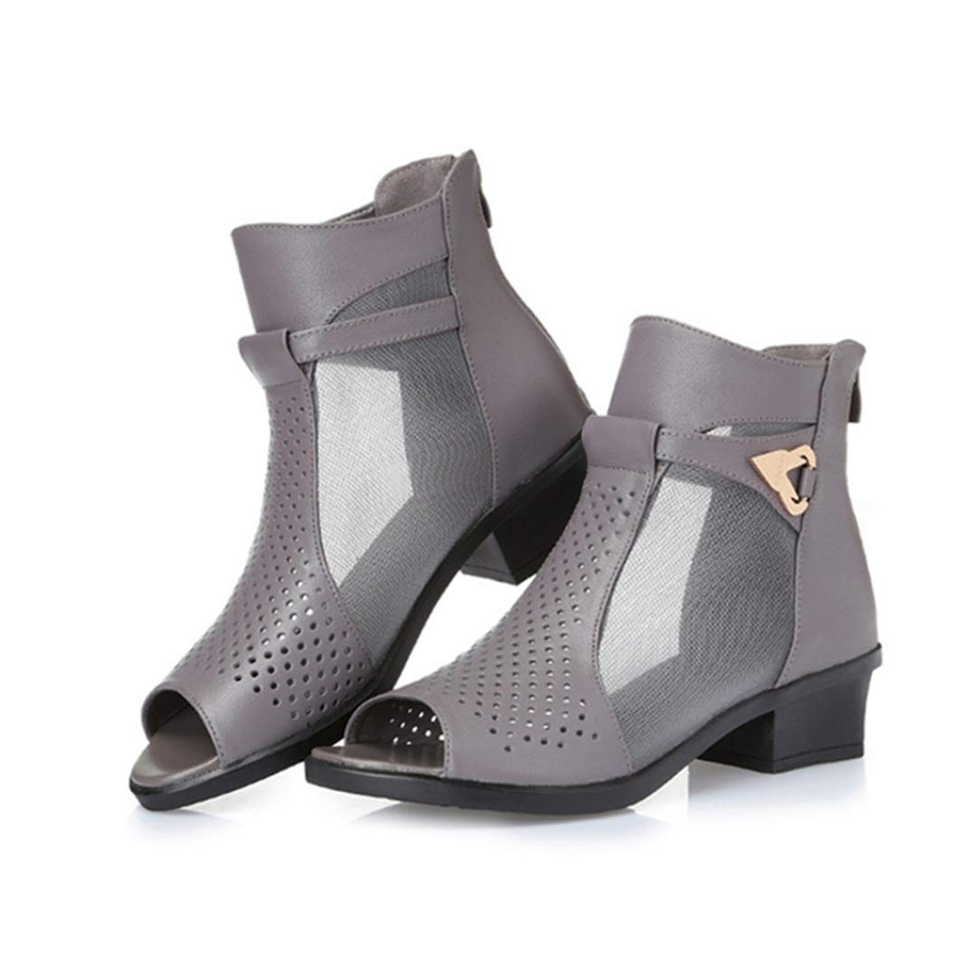 Mua Ljki 本革 サンダル オープントゥ ブーツサンダル 太ヒール 歩きやすい ブーティ バックジッパー ブーサン ローヒール レディース 靴 ブーツ 美脚 おしゃれ オープントゥサンダル サマーブーツ 疲れない ブーティ Tren Amazon Nhật Chinh Hang 21 Fado