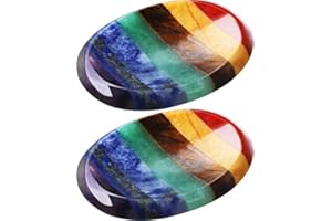 BOMBAY CRYSTALS EXPORT 2pcs Set 7 Chakra Worry Stone Thumb Crystals - Palm Stones for Stress & Anxiety Relief - Orgone Stone with Healing Properties - Polished Stones for Meditation & Reiki